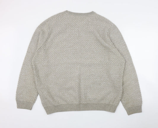 Marks and Spencer Mens Beige Round Neck Acrylic Pullover Jumper Size 2XL