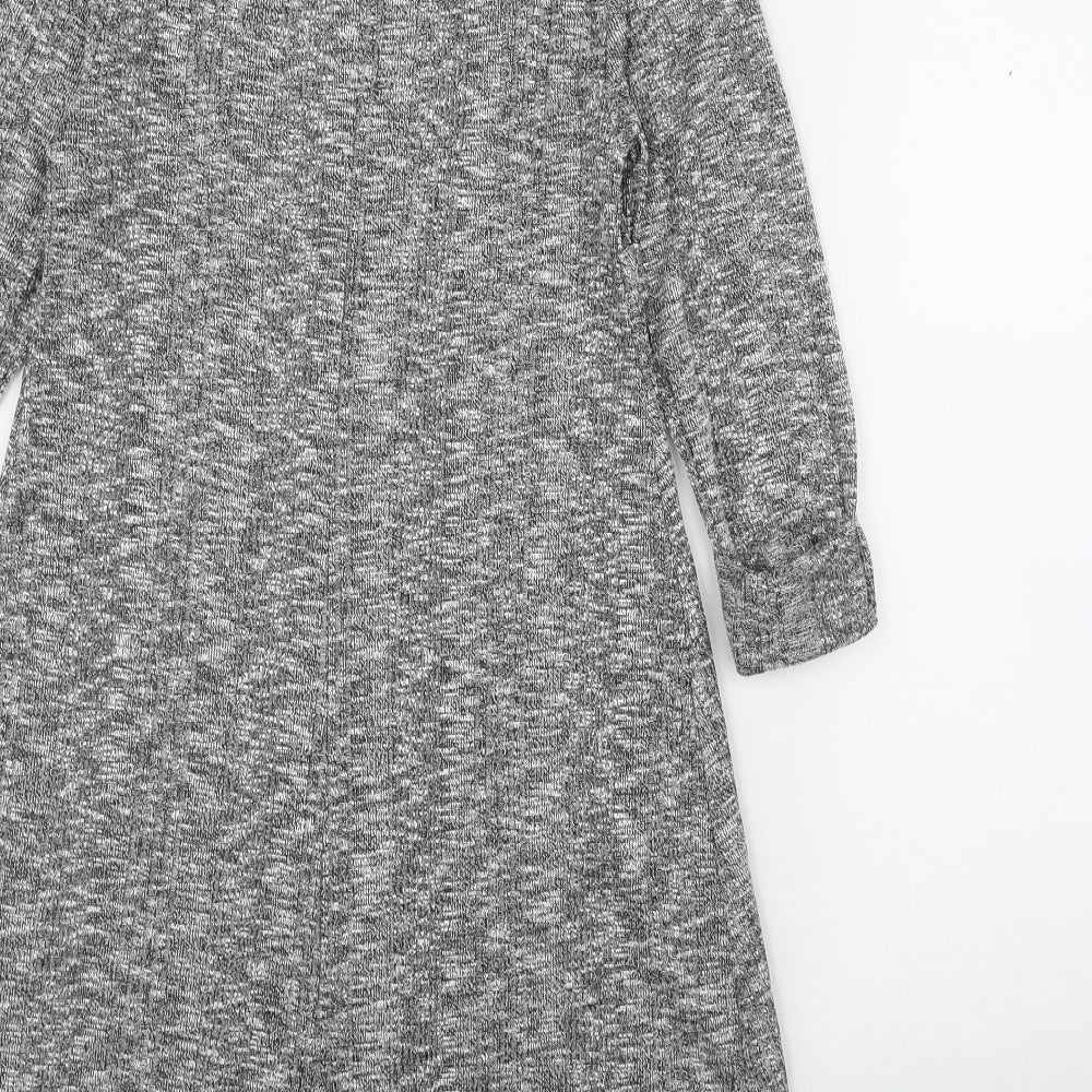 New Look Womens Grey Polyester Jumper Dress Size 6 Round Neck Pullover