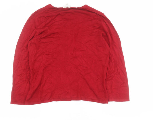 CC Womens Red Round Neck Viscose Cardigan Jumper Size 12