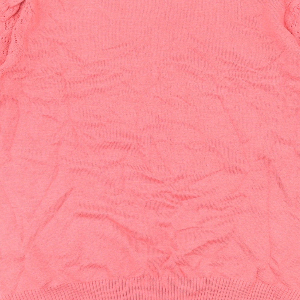 TU Womens Pink Round Neck Cotton Pullover Jumper Size 12
