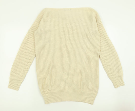Womens UK Size M Nasty Gal Beige Pullover Jumper