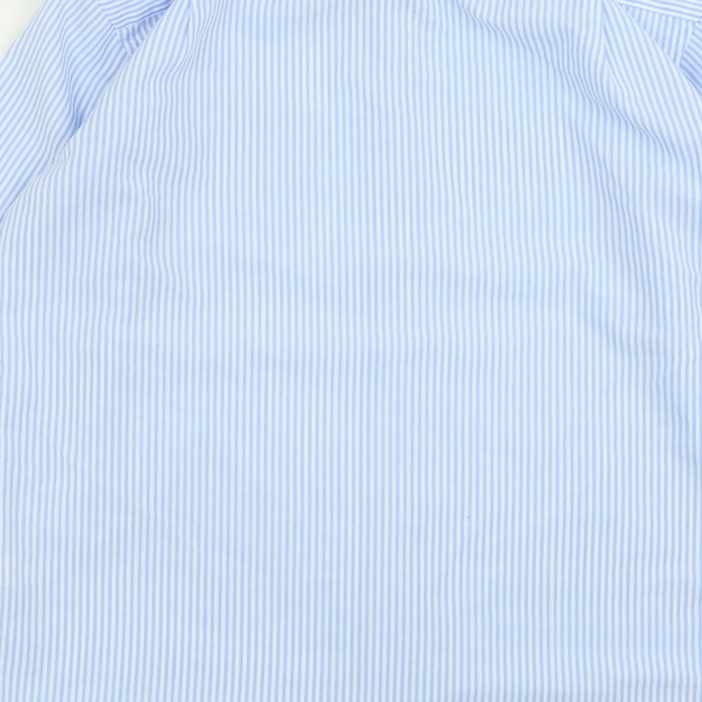 Mens UK Size 15 Cedar Wood State Blue Button-Up Long Sleeve Casual Shirt