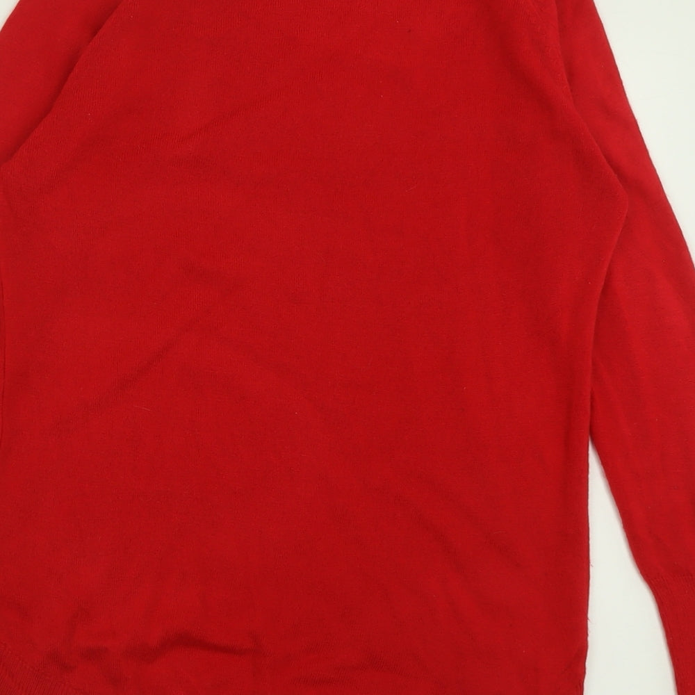 Primark Womens Red Crew Neck Acrylic Pullover Jumper Size XS