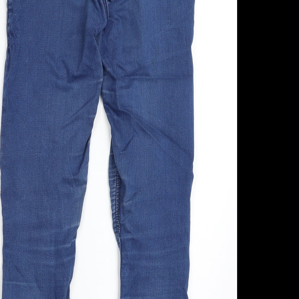Brand and care label for Topshop women’s blue cotton jegging jeans, size UK 28, in, 26-inch leg slim
