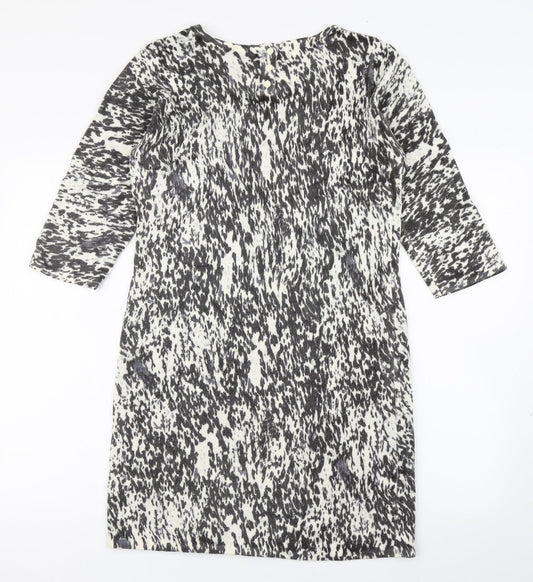 TU Womens Multicoloured Animal Print Acrylic Jumper Dress Size 14 Round Neck Button