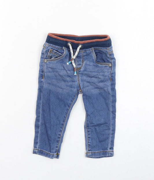 F&F Boys Blue Cotton Capri Jeans Size 3-6 Months Pullover