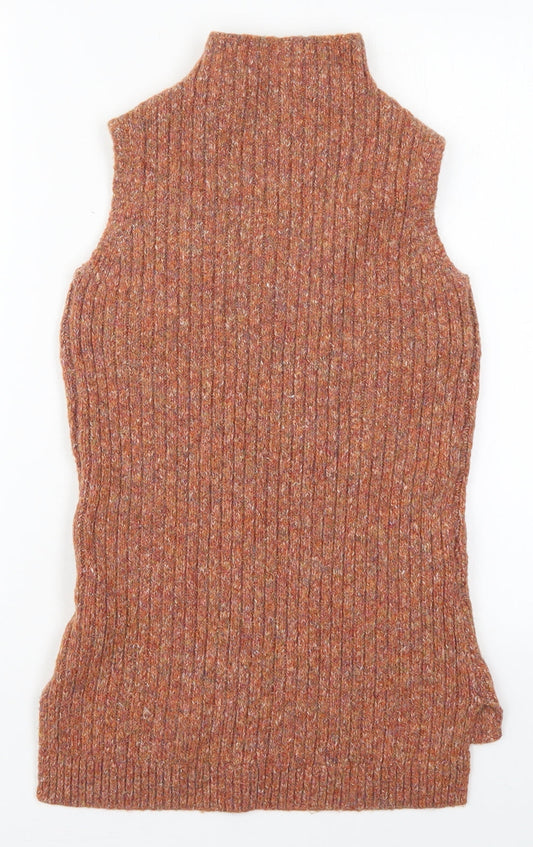 F&F Womens Orange Mock Neck Polyester Vest Jumper Size 6