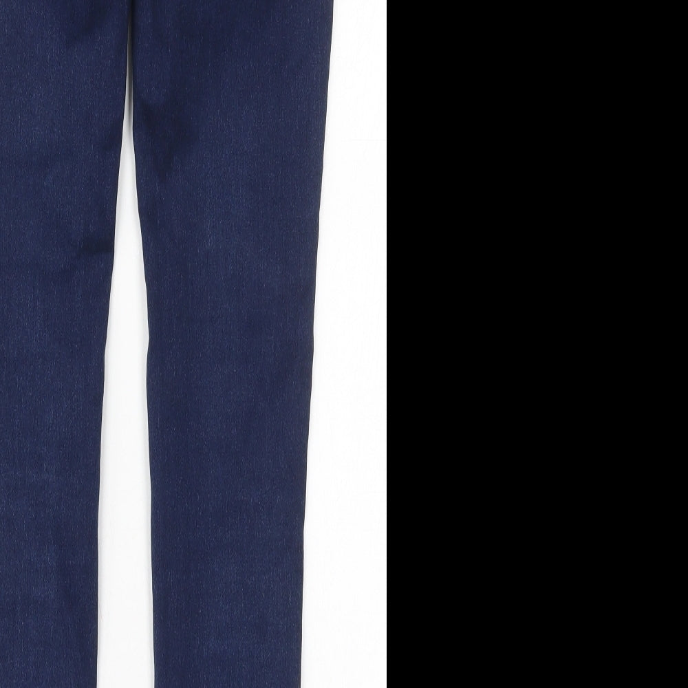 Brand and care label for Only women’s blue cotton skinny jeans, size S, 30-inch leg regular button