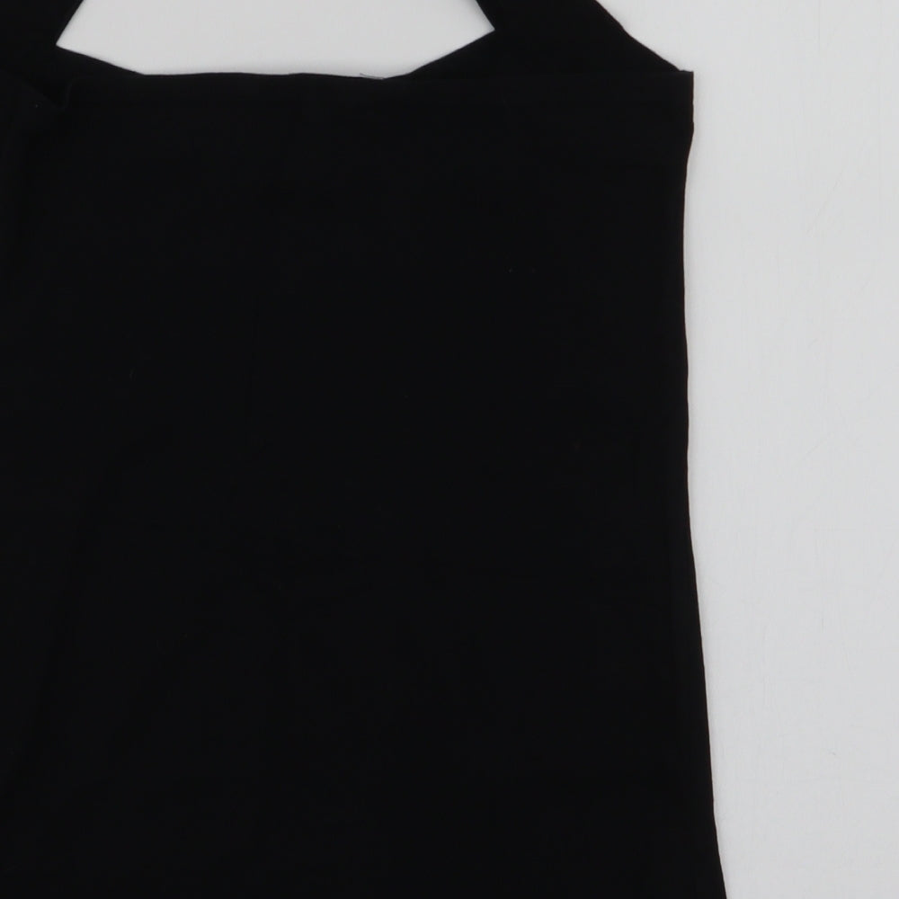Aokaisha Womens Black Polyester Jersey Tank Size XL Halter