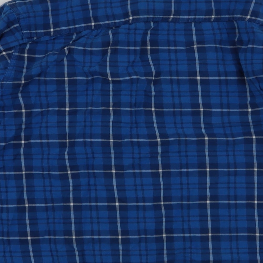 Mens UK Size XL Mineral Blue Button-Up Long Sleeve Casual Shirt