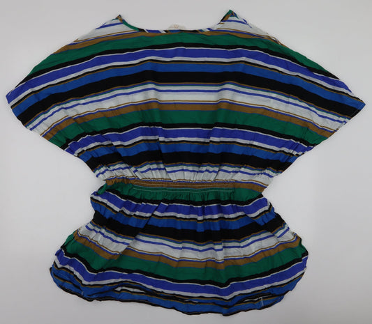 NEXT Womens Multicoloured Striped 100% Cotton A-Line Size M V-Neck Pullover - Beach cover up