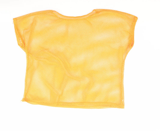 SheIn Womens Orange Polyester Basic T-Shirt Size L Round Neck