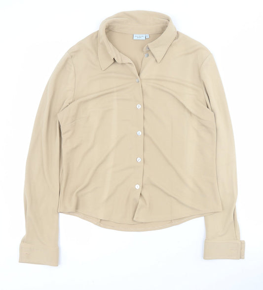 Debenhams Womens Brown Viscose Basic Button-Up Size 12 Collared