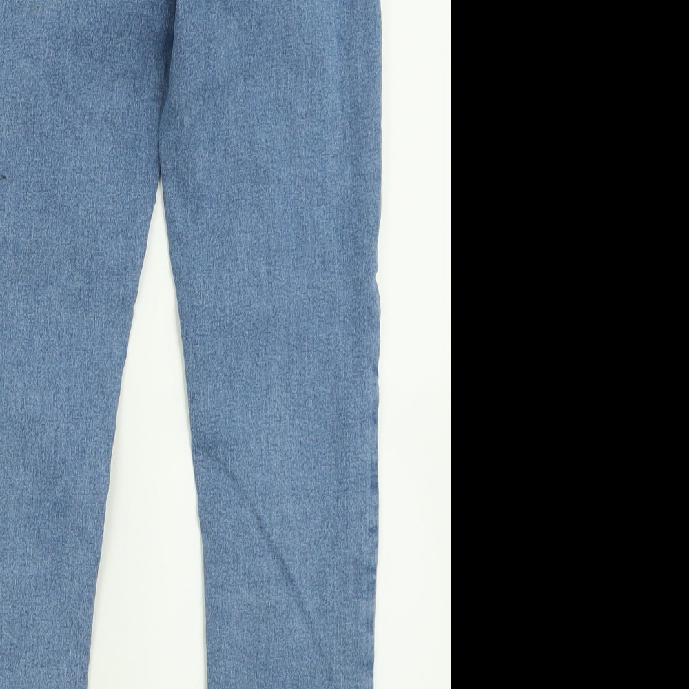 Topshop Womens Blue Cotton Skinny Jeans Size 30 L32 in Regular Button