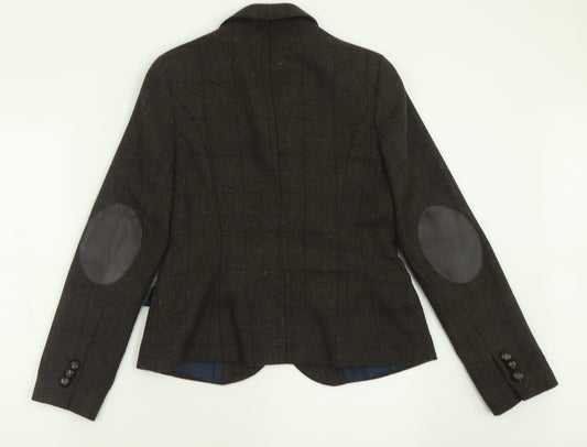 TU Womens Brown Check  Jacket Blazer Size 10  Button