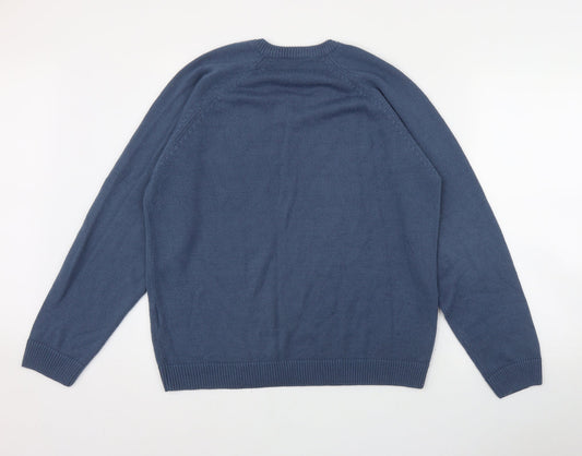 Southbay Mens Blue V-Neck Acrylic Pullover Jumper Size M