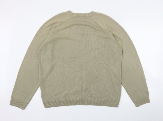 South Bay Mens Beige V-Neck Acrylic Pullover Jumper Size M