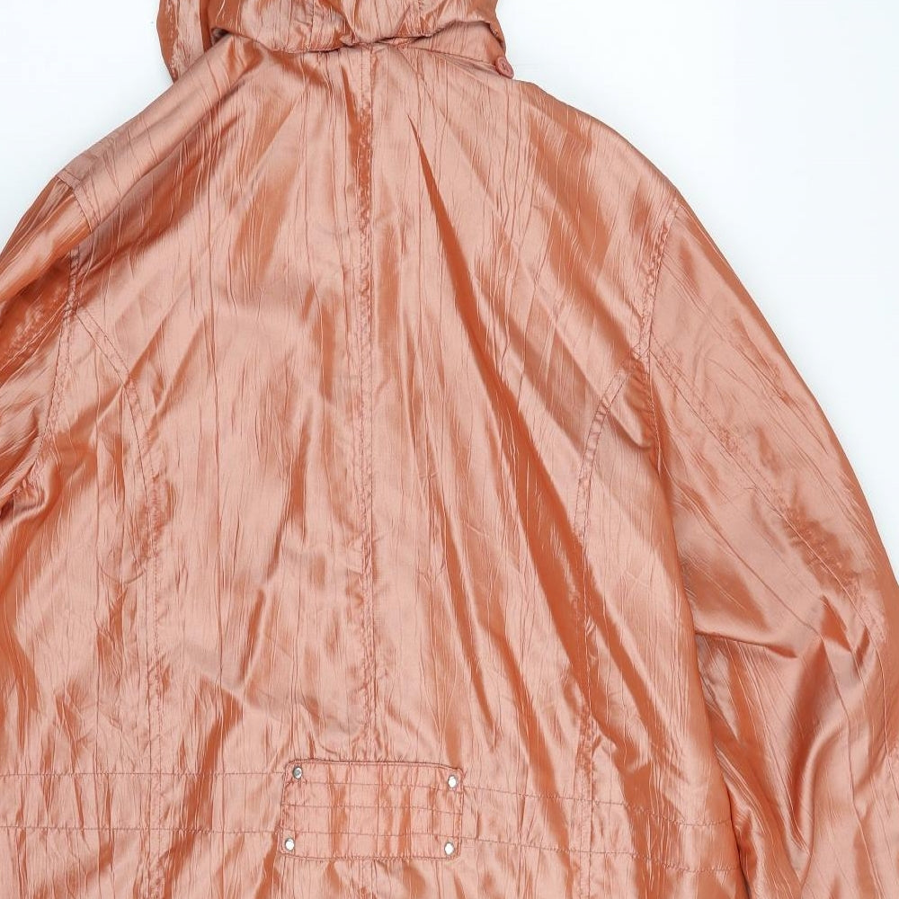 Brand and care label for J B C Collection women’s orange jacket, size UK 18, zip