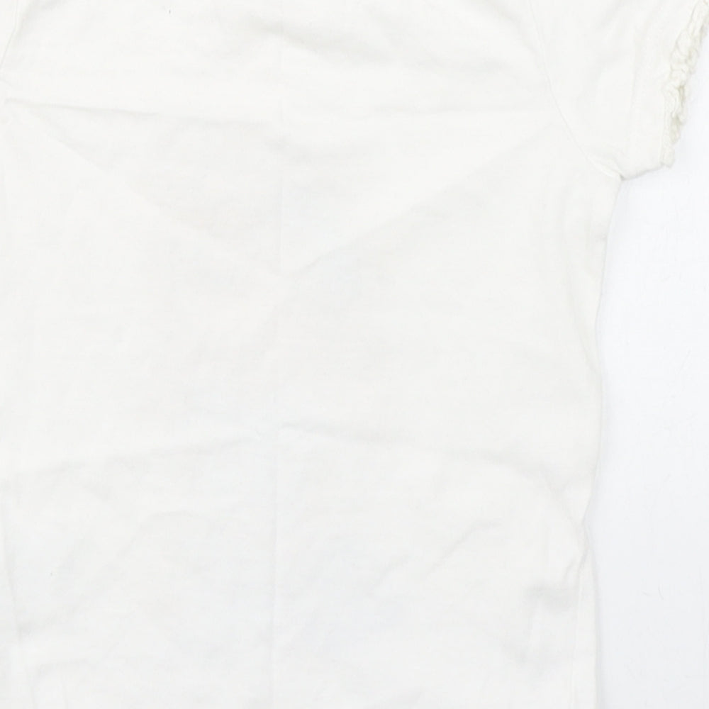 Blue Seven Girls White 100% Cotton Basic T-Shirt Size 2 Years Round Neck Pullover