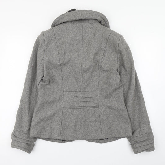 Womens UK Size 12 Per Una Grey Pea Coat
