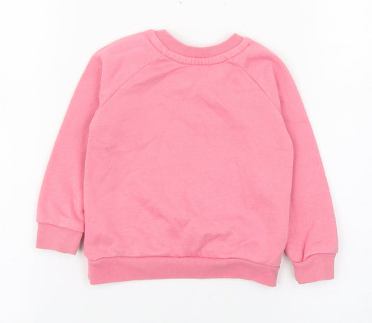 Primark Girls Pink Cotton Pullover Jumper Size 9-12 Months - I love my family