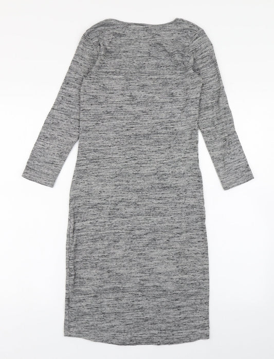 H&M Womens Grey Cotton T-Shirt Dress Size S Round Neck Pullover