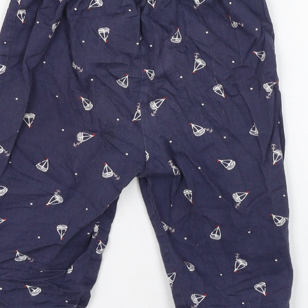 mamas & papas Boys Blue Cotton Jogger Trousers Size 9-12 Months Pullover - Boats