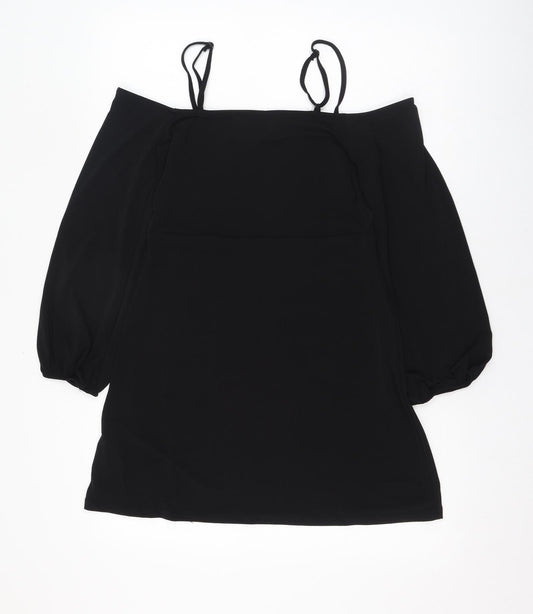 Nakd Womens Black Polyester Pencil Dress Size M Square Neck Pullover