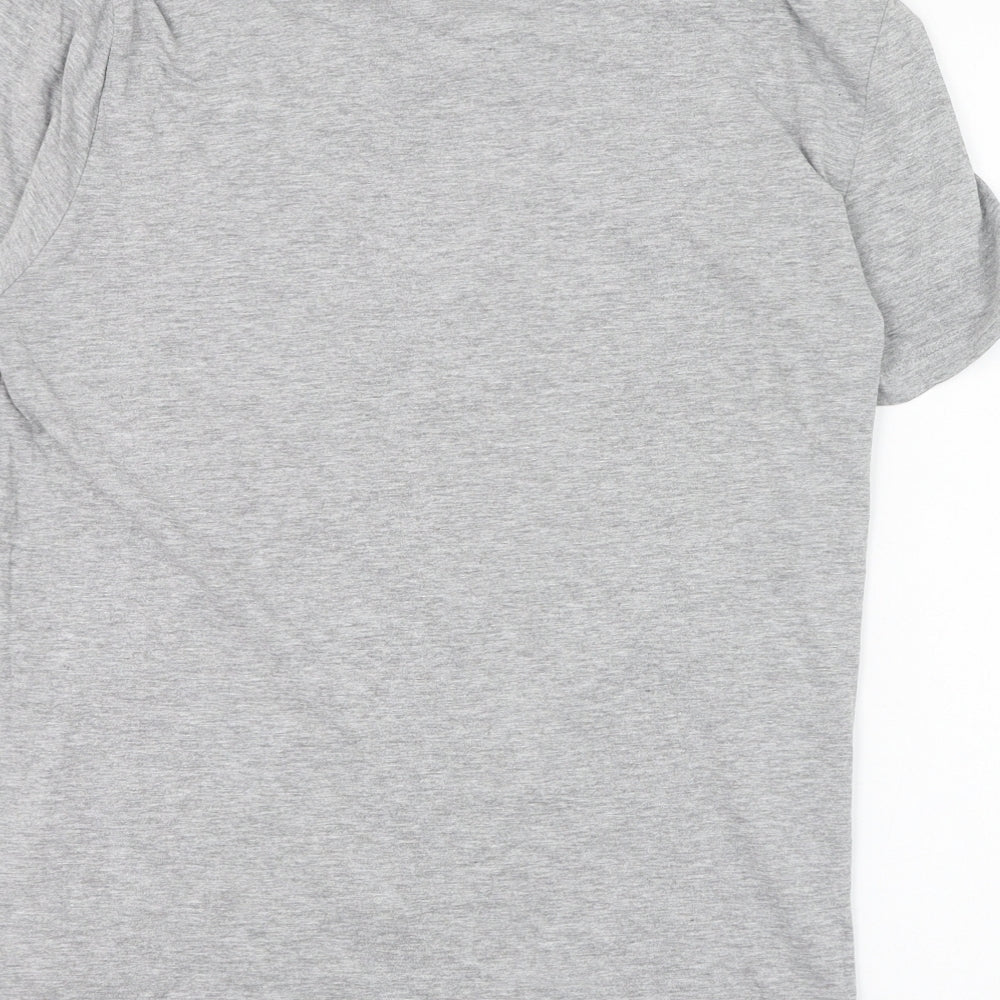 Brand and care label for F&F men’s grey cotton t-shirt, size M, round neck - christmas, oh deer