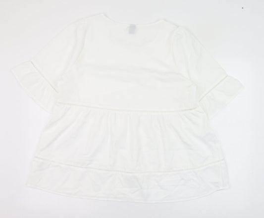 SheIn Womens White Polyester Basic Blouse Size XL Round Neck