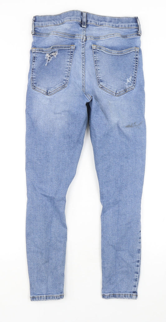 Topshop Womens Blue Cotton Skinny Jeans Size 28 in L26 in Regular