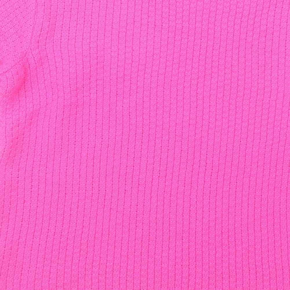 Brand and care label for Bassini women’s pink boat neck acrylic jumper, size L
