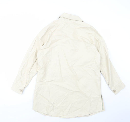 Boohoo Womens Beige Pea Coat Coat Size 10 Button