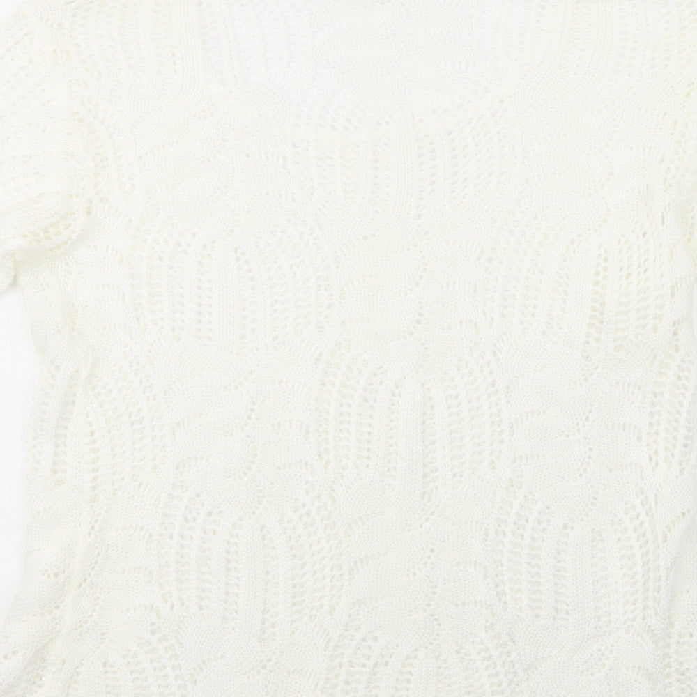 Envy Womens White Scoop Neck Acrylic Pullover Jumper Size L