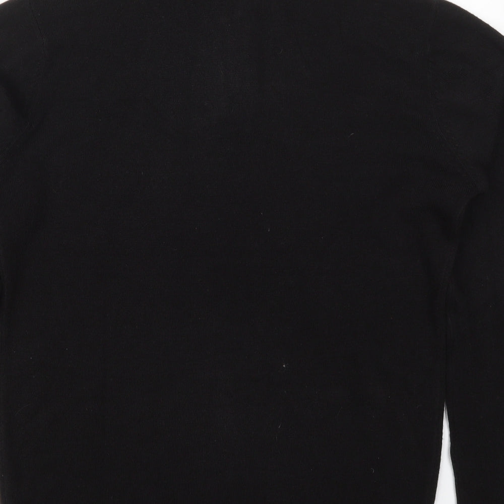 Cedar Wood State Mens Black High Neck Acrylic Pullover Jumper Size S