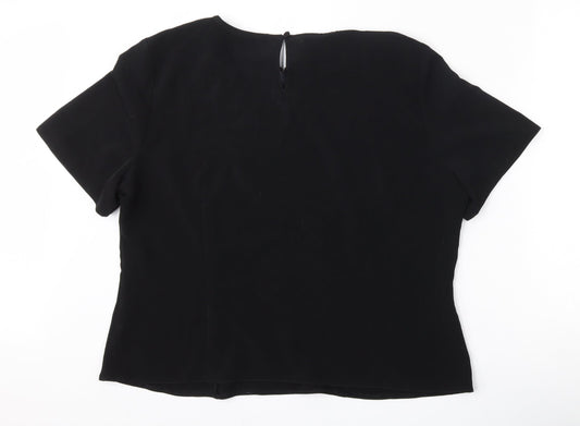 First Avenue Womens Black Polyester Basic Blouse Size 20 Round Neck