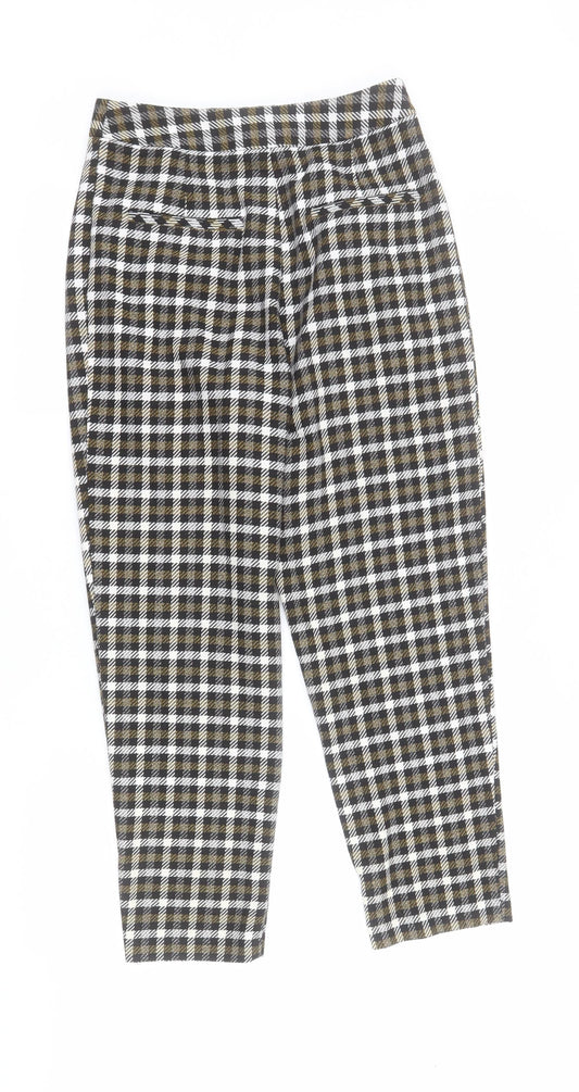 Topshop Womens Multicoloured Plaid Polyester Carrot Trousers Size 6 L25 in Regular Zip