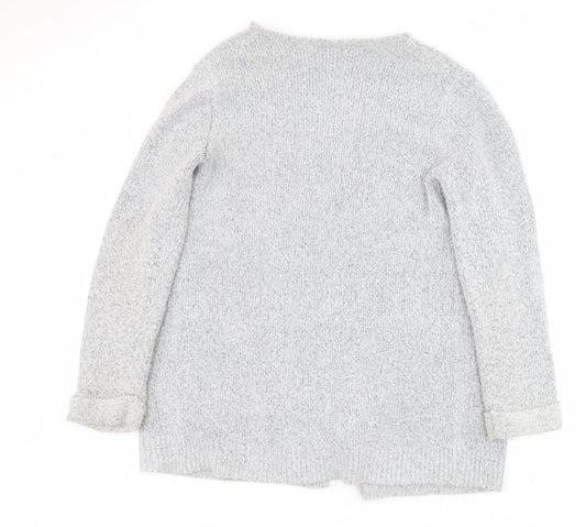 F&F Womens Grey V-Neck Acrylic Cardigan Jumper Size 12