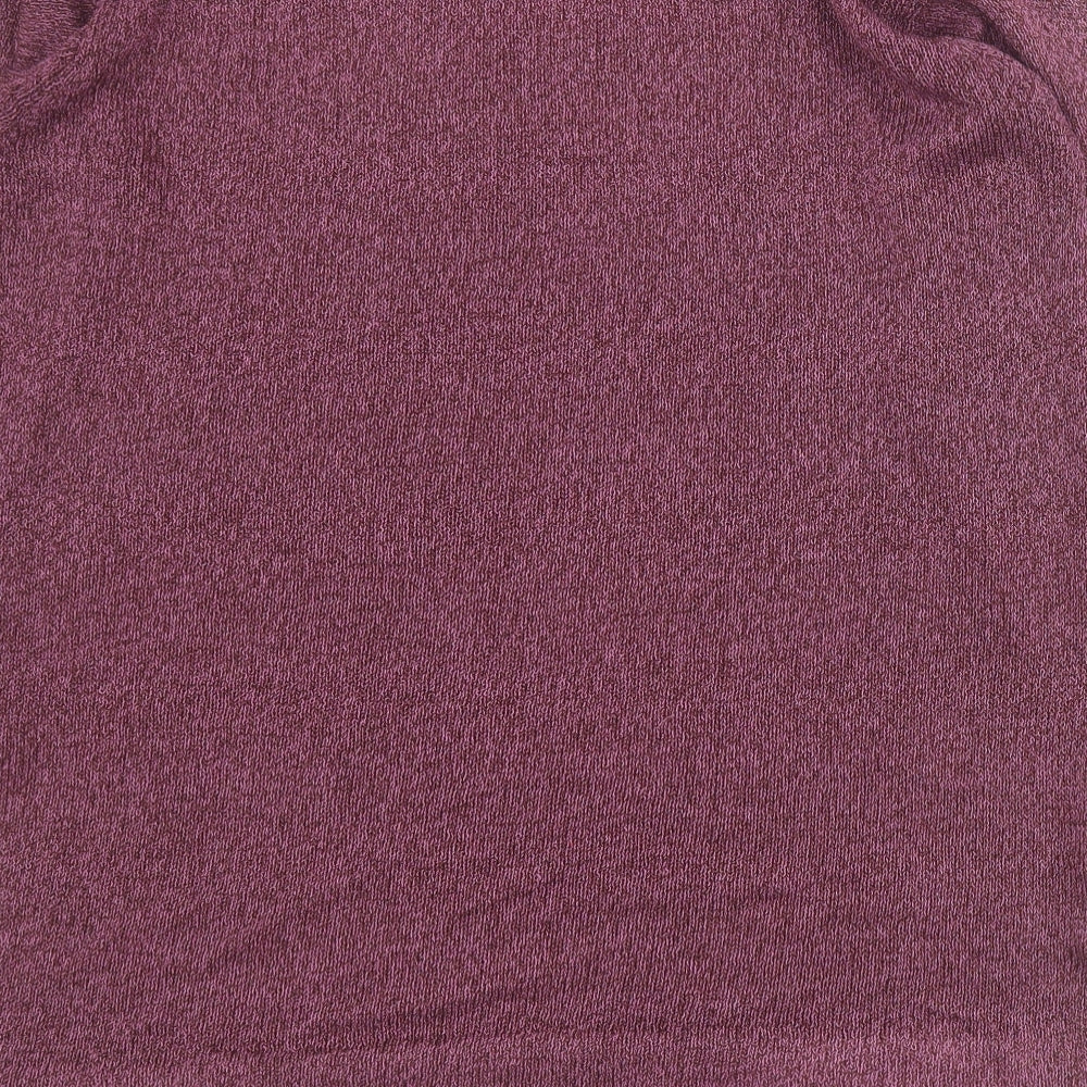 Brand and care label for Damart women’s purple crew neck acrylic jumper, size UK 14