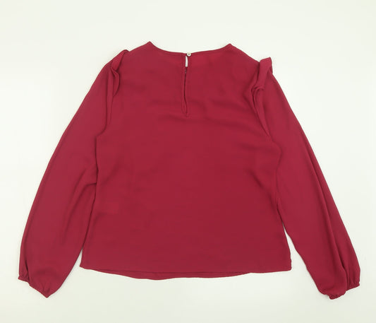 Papaya Womens Purple Polyester Basic Blouse Size 10 Crew Neck