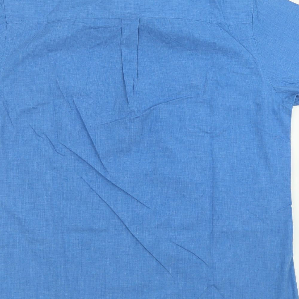 Mens UK Size M Premier MAN Blue Button-Up Short Sleeve Casual Shirt