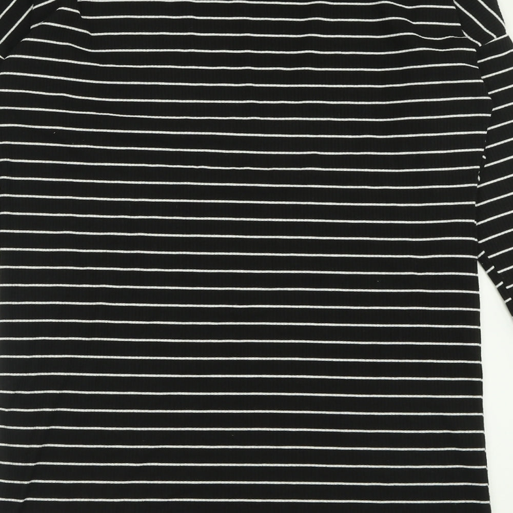 F&F Womens Black Striped Polyester A-Line Size 8 Crew Neck Pullover