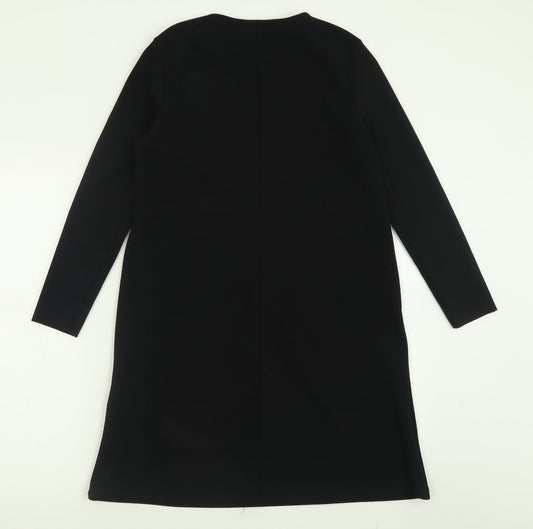 New Look Womens Black Floral Polyester A-Line Size 10 Crew Neck Pullover