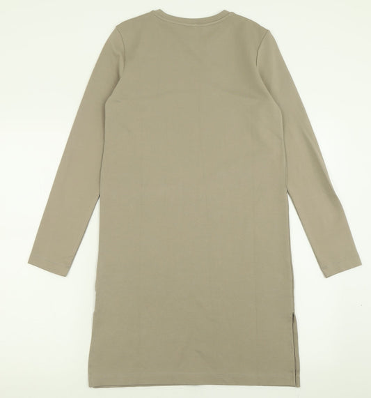 H&M Womens Green Viscose Jumper Dress Size XS Crew Neck Pullover