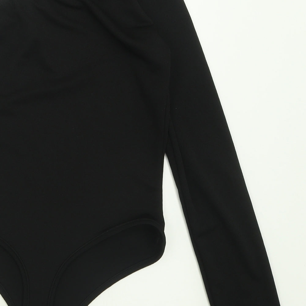 PRETTYLITTLETHING Womens Black Polyester Bodysuit One-Piece Size 10 Button