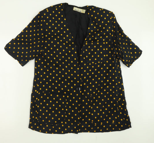 Additional front view of Anne Klein women’s black polka dot jacket blazer, size S, button