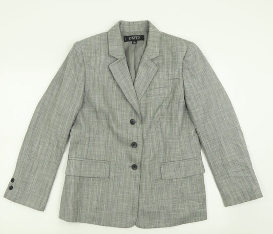 Additional front view of Kasper women’s grey polyester jacket suit jacket, size UK 12