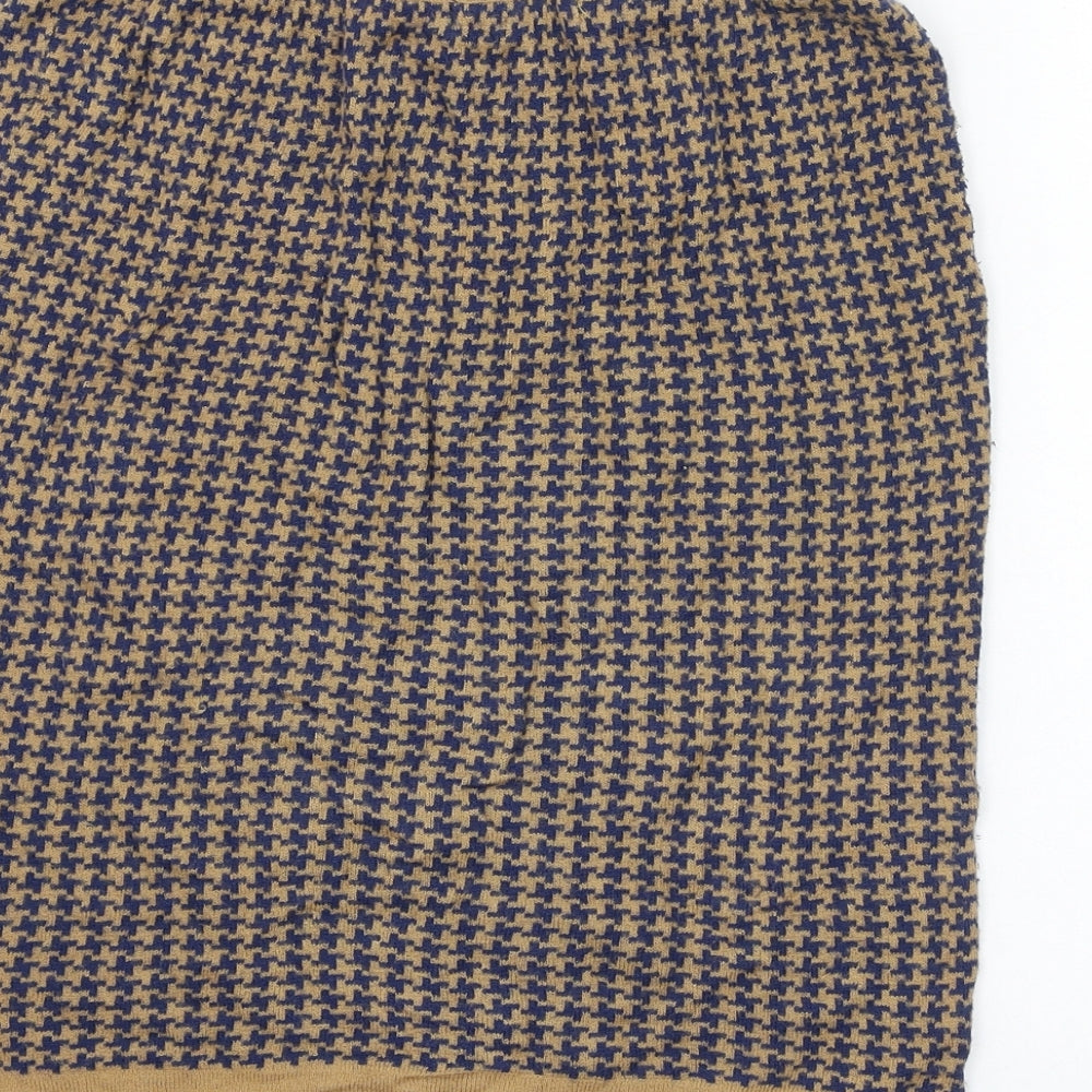Brand and care label for Atmosphere women’s brown houndstooth viscose straight & pencil skirt, size UK 8