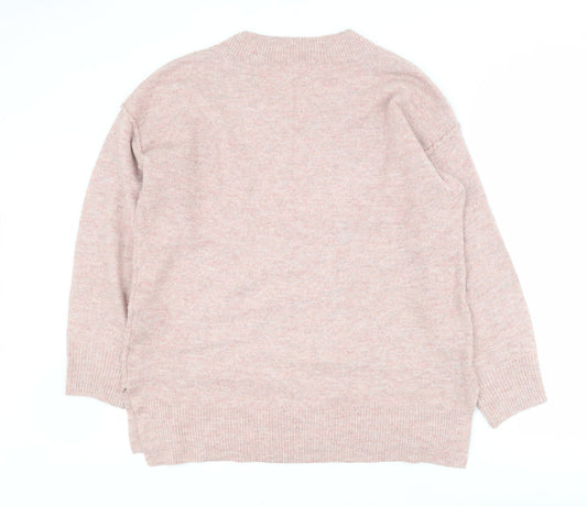 TU Mens Pink V-Neck  Acrylic Pullover Jumper