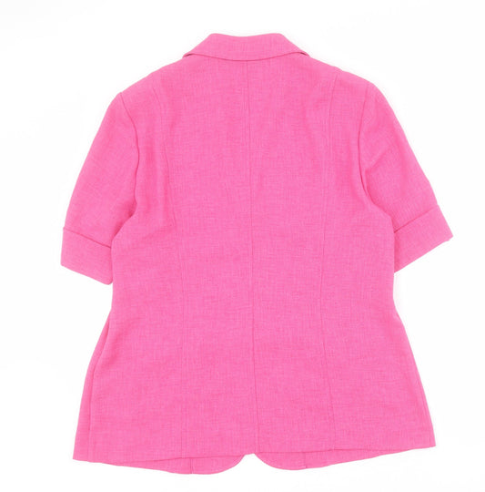 Eugen Klein Womens Pink Polyester Basic Button-Up Size 16 Collared